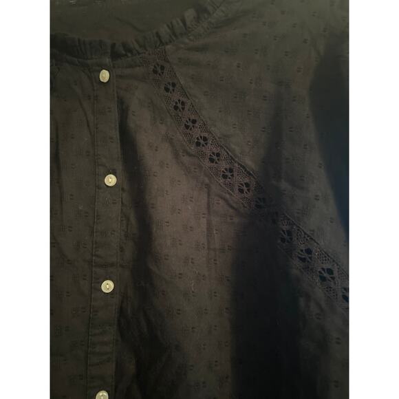 NWT Old Navy Plus Size Women's Black Blouse Button Front Short Sleeves Size 4X - Picture 2 of 7